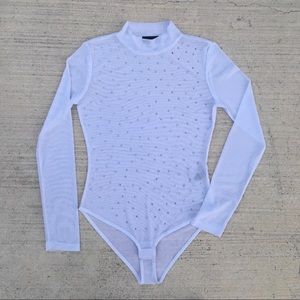 Cotton Candy White Bling Bodysuit